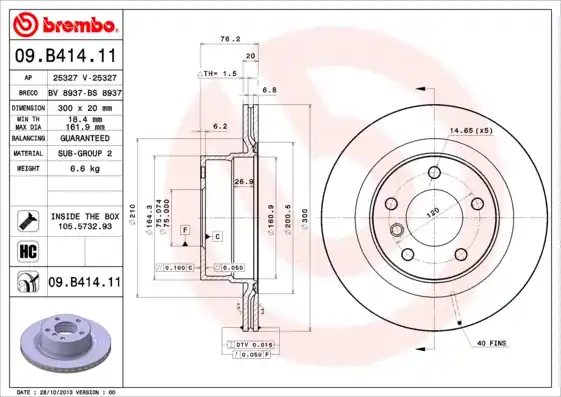 Remschijven Brembo 09.B414.11 Dagaanbieding