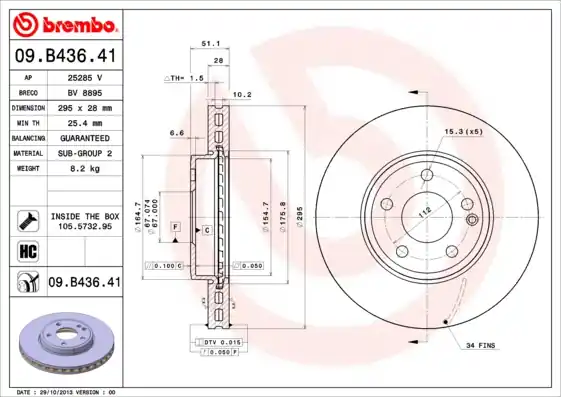 Remschijven Brembo 09.B436.41 Alleen Vandaag