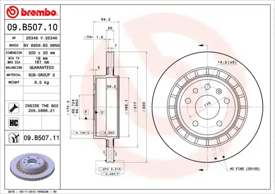 Remschijven Brembo 09.B507.11 Nu Kopen
