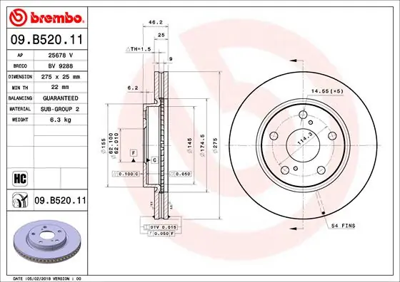 Veilige Betaling Remschijven Brembo 09.B520.11