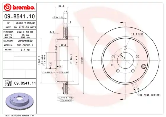 Nieuw Remschijven Brembo 09.B541.11