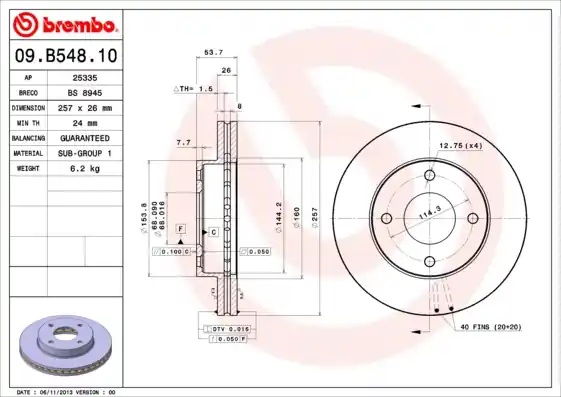 Actieprijs Remschijven Brembo 09.B548.10