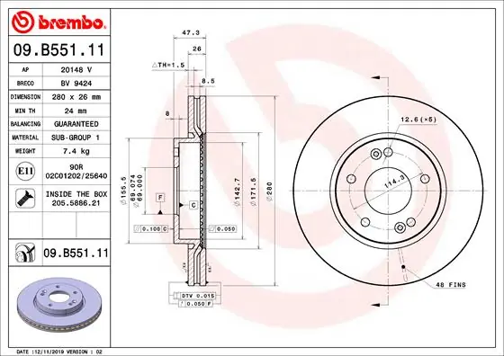 Remschijven Brembo 09.B551.11 Speciale Aanbieding