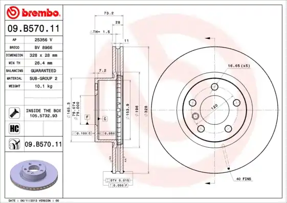 Remschijven Brembo 09.B570.11 Hete Deal