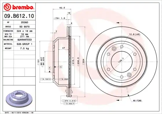 Garantie Inbegrepen Remschijven Brembo 09.B612.10