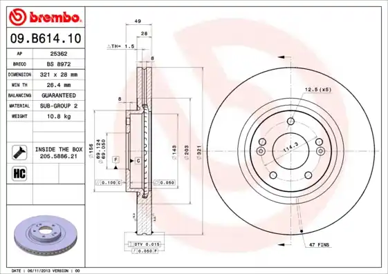 In De Mode Remschijven Brembo 09.B614.10