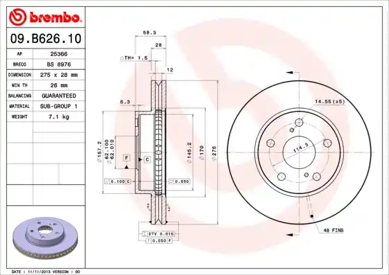 Remschijven Brembo 09.B626.10 Nu Kopen