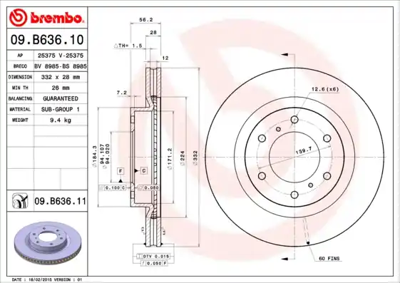 Shop Nu Remschijven Brembo 09.B636.11
