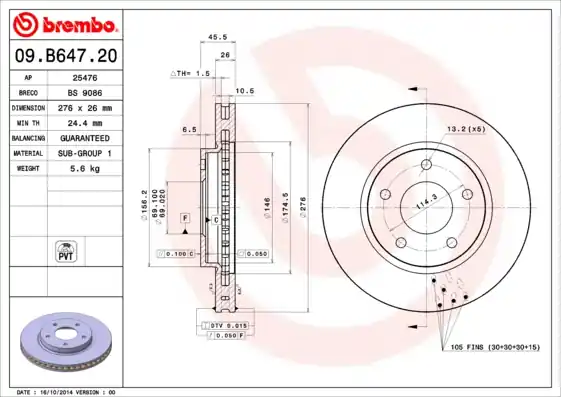 Hoge Kwaliteit Remschijven Brembo 09.B647.21