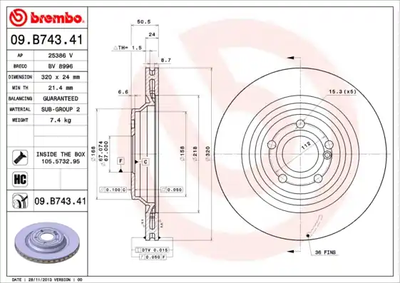 Remschijven Brembo 09.B743.41 Plaats Bestelling