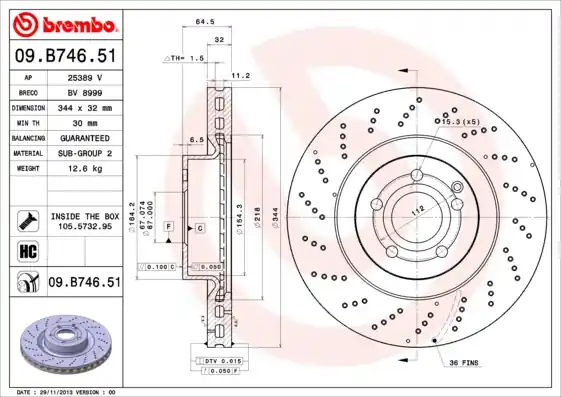 Remschijven Brembo 09.B746.51 Betaalbaar