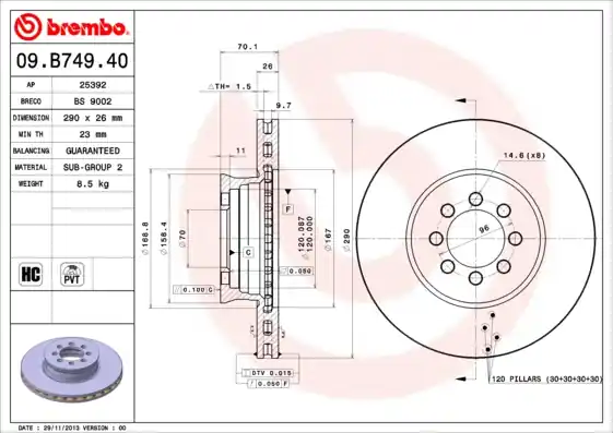 Merkproduct Remschijven Brembo 09.B749.40