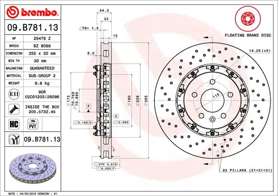 Op = Op Remschijven Brembo 09.B781.13