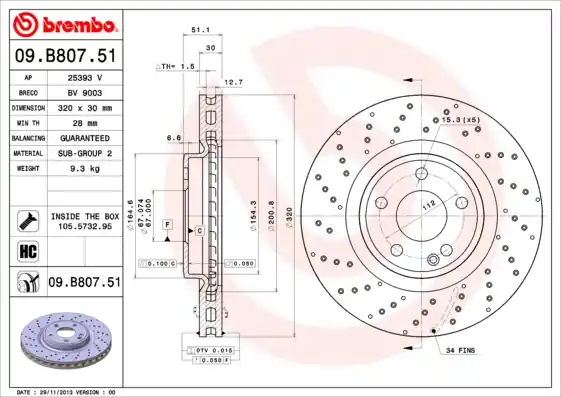 Tijdelijk Beschikbaar Remschijven Brembo 09.B807.51