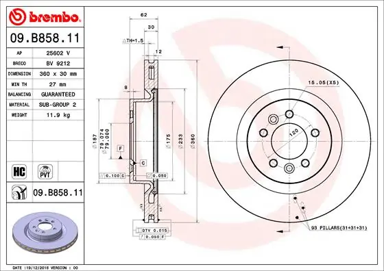 Exclusief Remschijven Brembo 09.B858.11