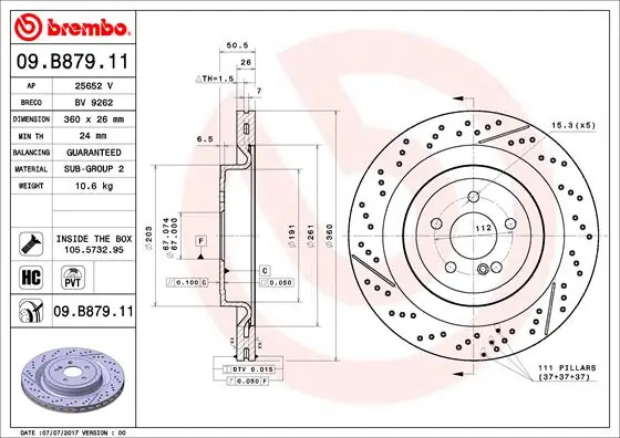 Remschijven Brembo 09.B879.11 Plaats Bestelling