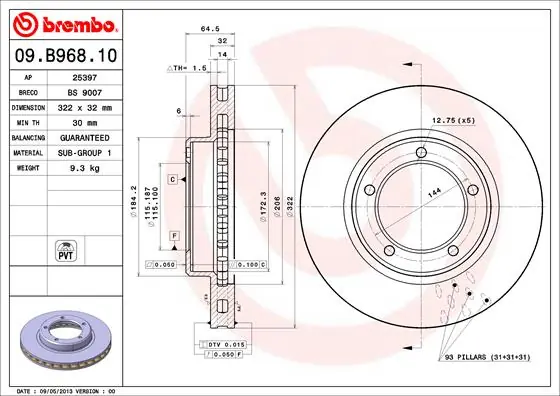 Merkproduct Remschijven Brembo 09.B968.11