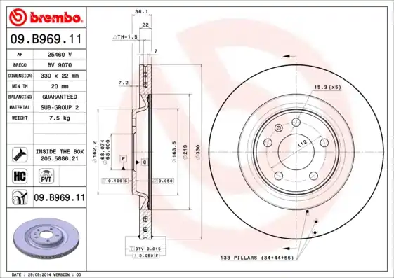 Express Levering Remschijven Brembo 09.B969.11