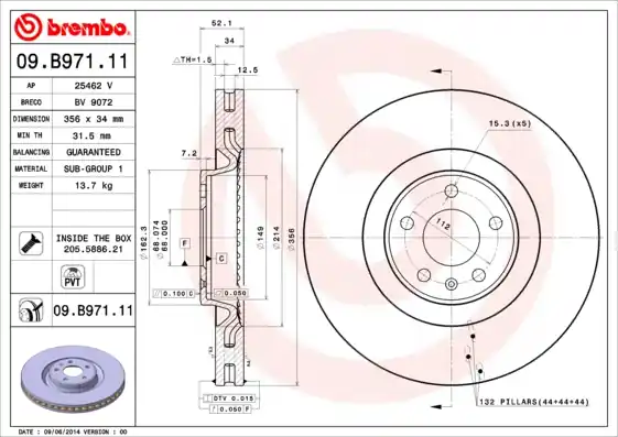 Gecertificeerd Remschijven Brembo 09.B971.11