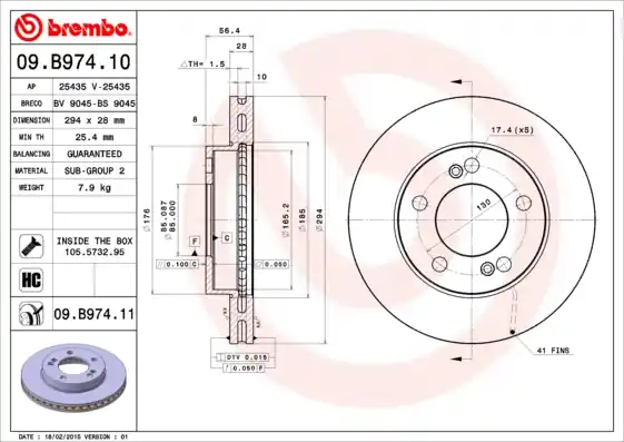 Exclusief Remschijven Brembo 09.B974.11