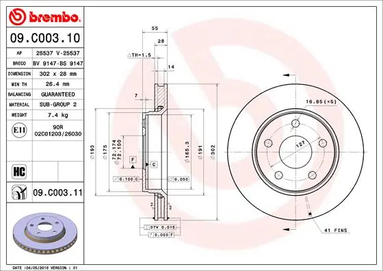 Gratis Verzending Remschijven Brembo 09.C003.11