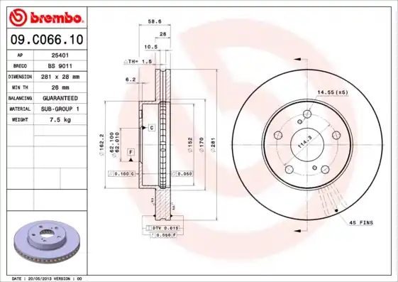 Remschijven Brembo 09.C066.10 Koopje