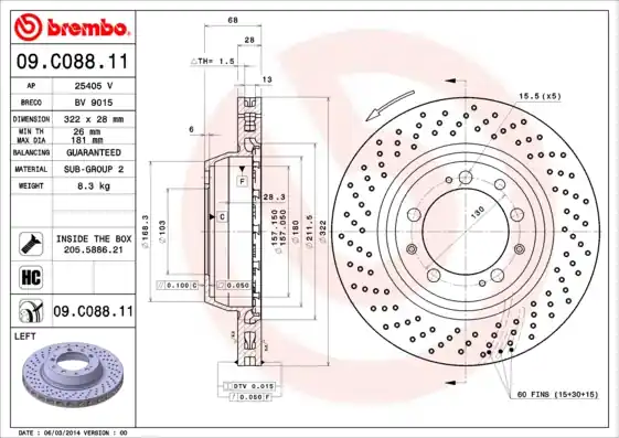 Flitsaanbieding Remschijven Brembo 09.C088.11