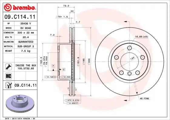 Remschijven Brembo 09.C114.11 Meest Verkocht