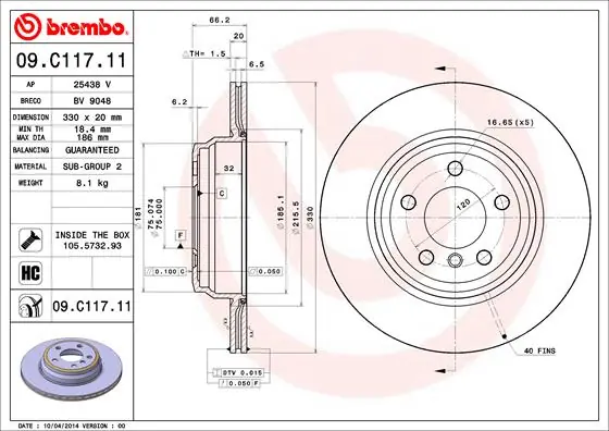 Beste Prijs Remschijven Brembo 09.C117.11