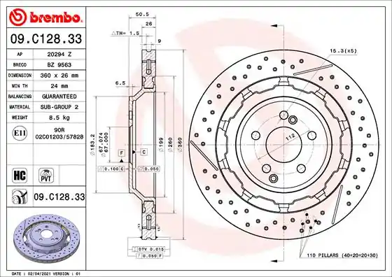 Hoge Kwaliteit Remschijven Brembo 09.C128.33