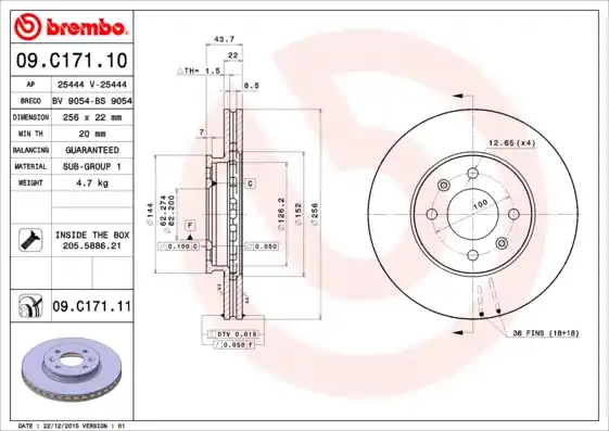Uitverkoop Remschijven Brembo 09.C171.11