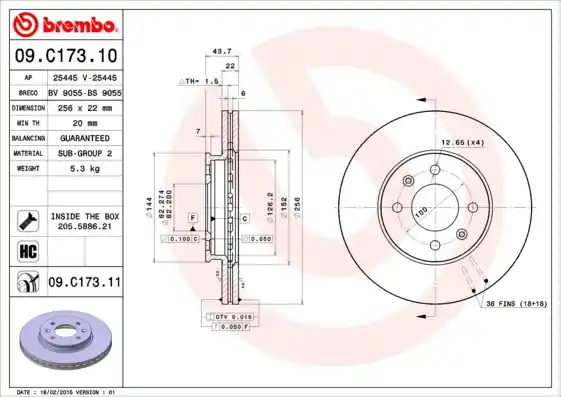 Remschijven Brembo 09.C173.11 Beperkte Voorraad
