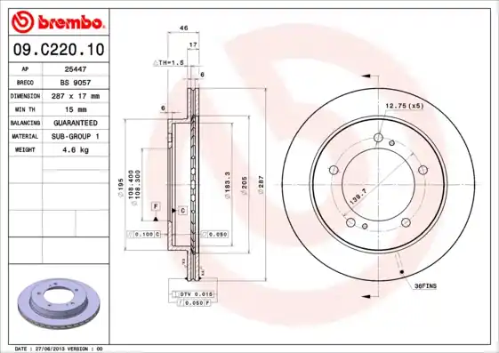 Populair Remschijven Brembo 09.C220.10