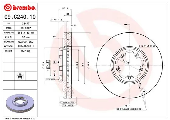 Remschijven Brembo 09.C240.10 Alleen Vandaag