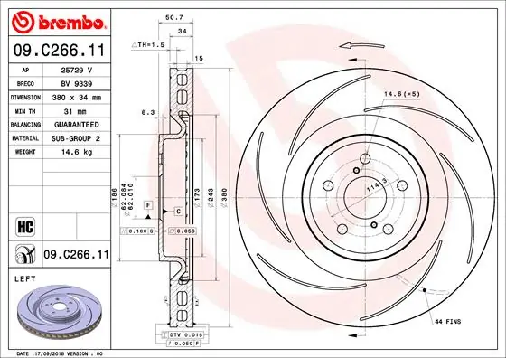 Actieprijs Remschijven Brembo 09.C266.11