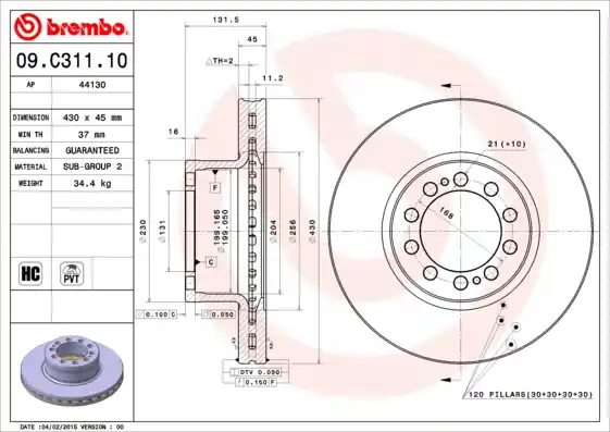 Remschijven Brembo 09.C311.10 Superprijs