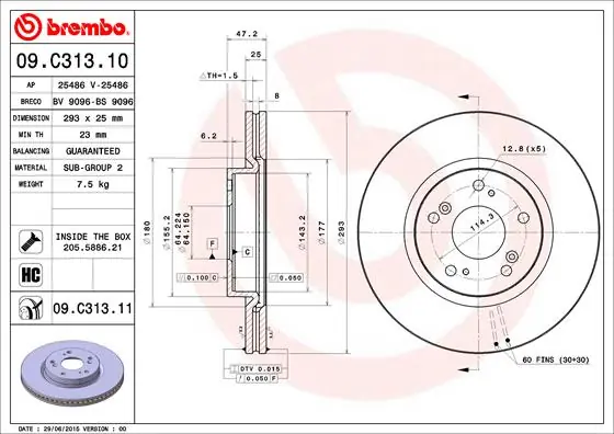 Remschijven Brembo 09.C313.11 Snelle Levering