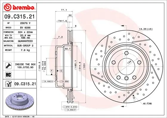 Topkwaliteit Remschijven Brembo 09.C315.21