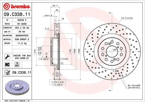 Remschijven Brembo 09.C338.11 Limited Edition