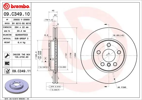Remschijven Brembo 09.C349.11 Lage Prijs