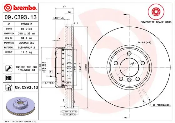 Koop Online Remschijven Brembo 09.C393.13