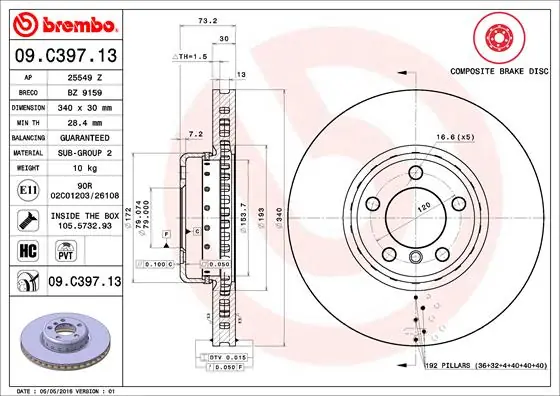 Remschijven Brembo 09.C397.13 Voordeelprijs