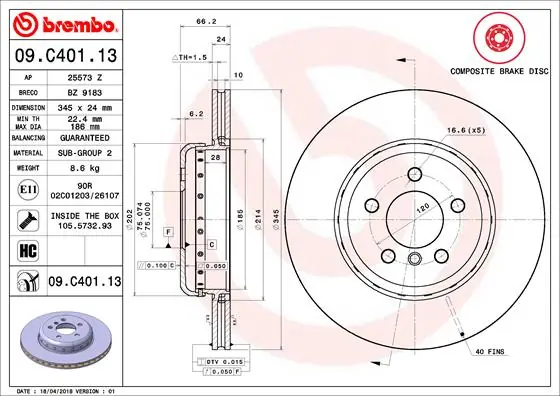 Actieprijs Remschijven Brembo 09.C401.13