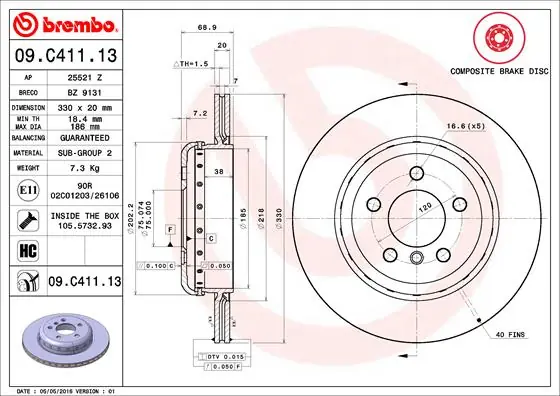 Betaalbaar Remschijven Brembo 09.C411.13
