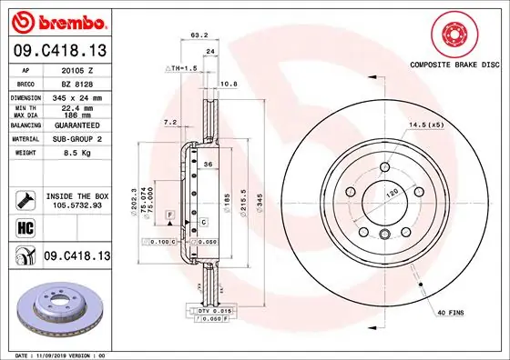 Remschijven Brembo 09.C418.13 Koopje