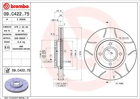 Limited Edition Remschijven Brembo 09.C422.75