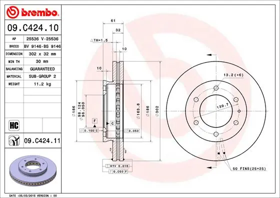 Remschijven Brembo 09.C424.11 Finale Uitverkoop