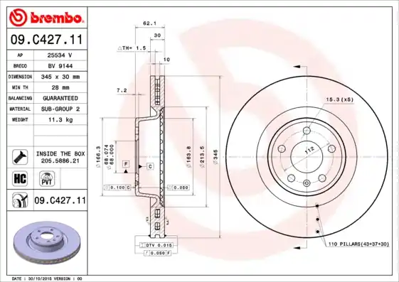 Flitsaanbieding Remschijven Brembo 09.C427.11