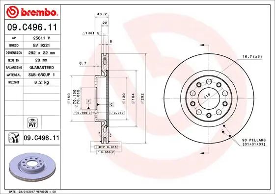 Veilige Betaling Remschijven Brembo 09.C496.11