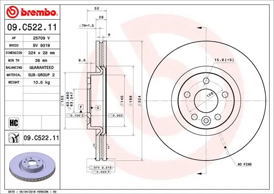 Favoriet Remschijven Brembo 09.C522.11